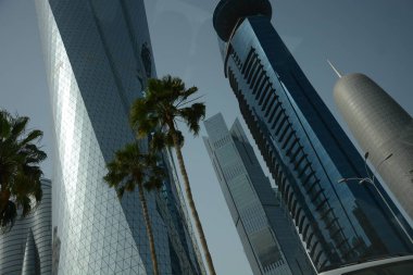 Katar. Doha! Şehrin güzel bir manzarası.