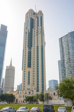 Katar. Doha! Şehrin güzel bir manzarası.