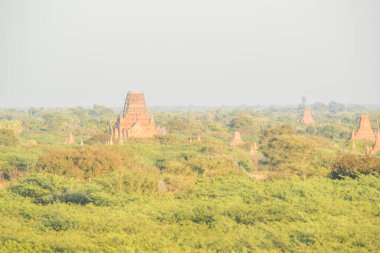 Myanmar. Bagan. Şehir tapınaklarının güzel manzarası.