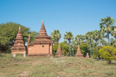 Myanmar. Bagan. Şehir tapınaklarının güzel manzarası.