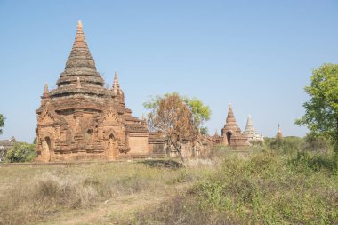 Myanmar. Bagan. Şehir tapınaklarının güzel manzarası.