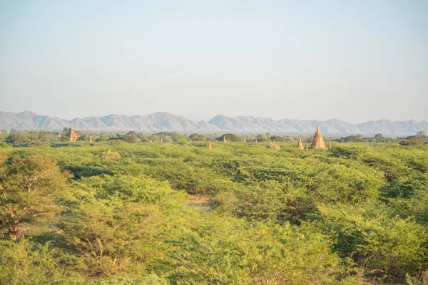 Myanmar Bagan Krásný Výhled Městské Chrámy — Stock fotografie