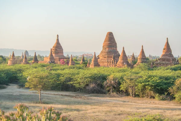 Myanmar Bagan Krásný Výhled Městské Chrámy — Stock fotografie