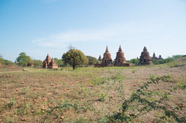 Myanmar. Bagan. Şehir tapınaklarının güzel manzarası.