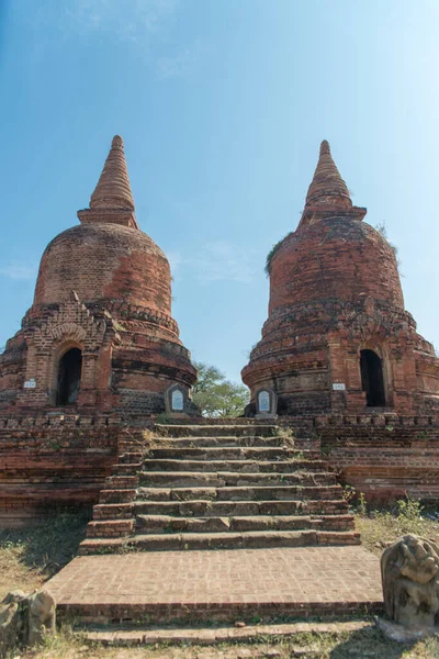 Mianmarban Bagan Vagyok Gyönyörű Kilátás Városi Templomokra — Stock Fotó