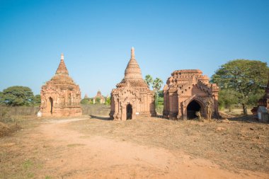 Myanmar. Bagan. Şehir tapınaklarının güzel manzarası.
