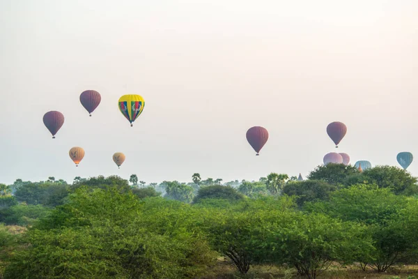 Myanmar Bagan Una Hermosa Vista Ciudad Globos —  Fotos de Stock