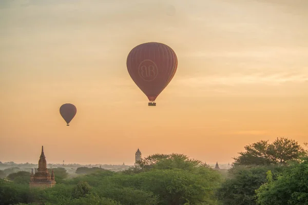 Мьянма Баган Прекрасный Вид Город Воздушные Шары — стоковое фото