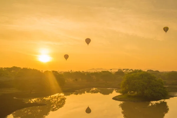 Myanmar Met Bagan Een Prachtig Uitzicht Ballonnen Stad Zonsopgang — Stockfoto