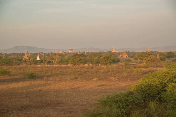 Myanmar Bagan Krásný Výhled Balónky Při Východu Slunce — Stock fotografie