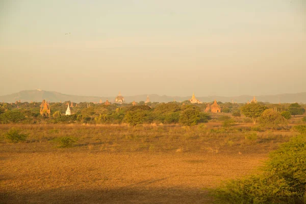 Myanmar Bagan Krásný Výhled Městské Chrámy — Stock fotografie