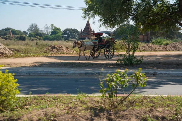 Myanmar Bagan Una Splendida Vista Della Città Della Gente Del — Foto Stock