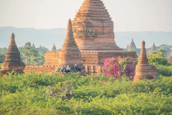 Myanmar Bagan Krásný Výhled Městské Chrámy — Stock fotografie