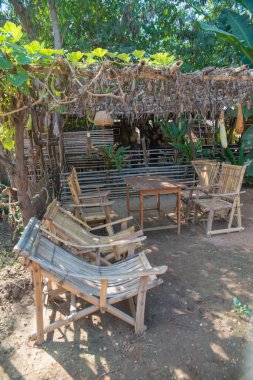 Myanmar. Bagan. Geleneksel bir köyün güzel manzarası.