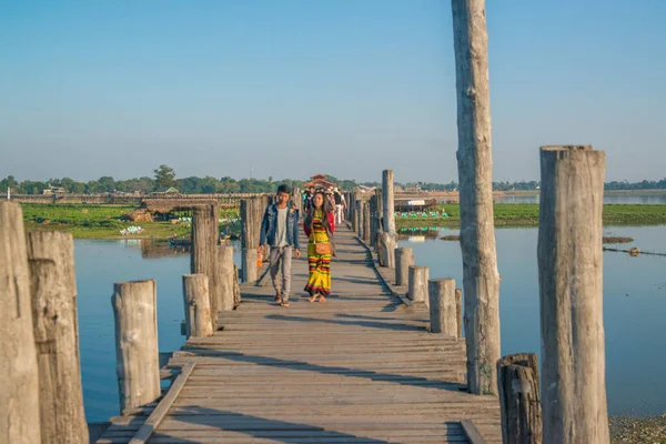 Myanmar Mandalay Amarapura Bridge — Stock Photo, Image