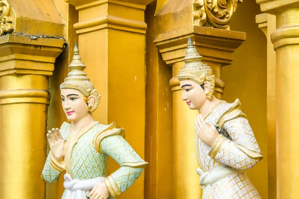 Mianmarban Yangon Vagyok Gyönyörű Kilátás Nyílik Buddha Szobrok Shwedagon Pagoda — Stock Fotó