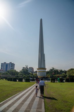 Myanmar. Yangon. Şehrin ve halkının güzel bir manzarası..