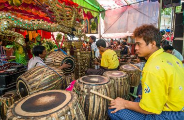 Myanmar. Yangon. Myanmar insanlarının güzel bir manzarası.