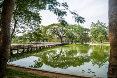 Myanmar. Yangon. Şehirdeki güzel bir park manzarası..