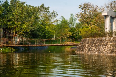 Myanmar. Yangon. Şehirdeki güzel bir park manzarası..