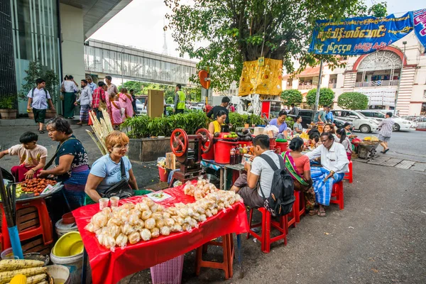 Янма Янгон Чудовий Краєвид Вуличного Ринку Місті — стокове фото