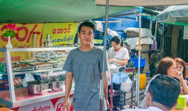 Myanmar Yangon Una Splendida Vista Del Mercato Strada Città — Foto Stock