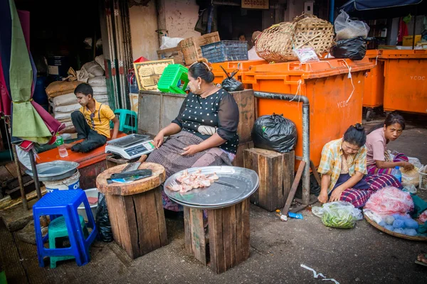 Myanmar Rangum Uma Bela Vista Mercado Rua Cidade — Fotografia de Stock