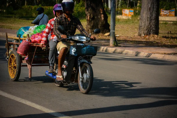 Камбоджа Пожинаем Вид Местных Кхмеров Городе — стоковое фото