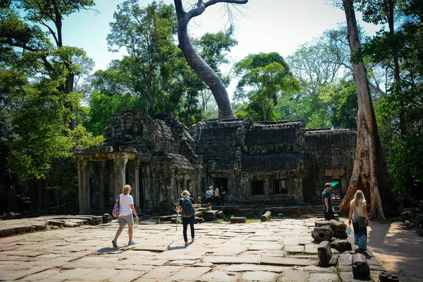 Kambodja Siem Reap Turister Prhom Tempel Angkor Wat Ruiner — Stockfoto