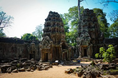 Harabeleri olan eski Budist tapınağı, Angkor Wat, Kamboçya