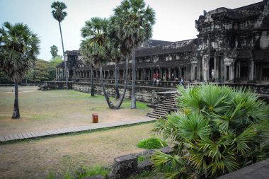 Angkor Wat antik Budist tapınağı harabeleriyle, Kamboçya