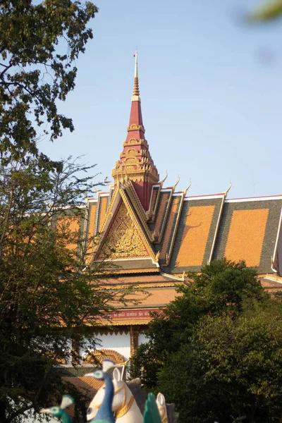 Камбоджа Сім Реабілітувався Чудовий Вигляд Буддійського Храму Місті — стокове фото