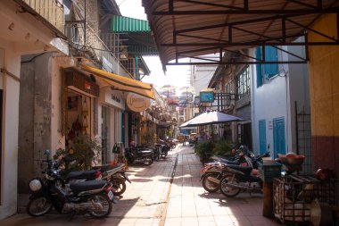 Kamboçya. Siem Reap. Şehirdeki bir restoran manzarası.