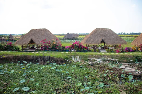 Pueblo Con Casas Paja Río Siem Reap Camboya —  Fotos de Stock