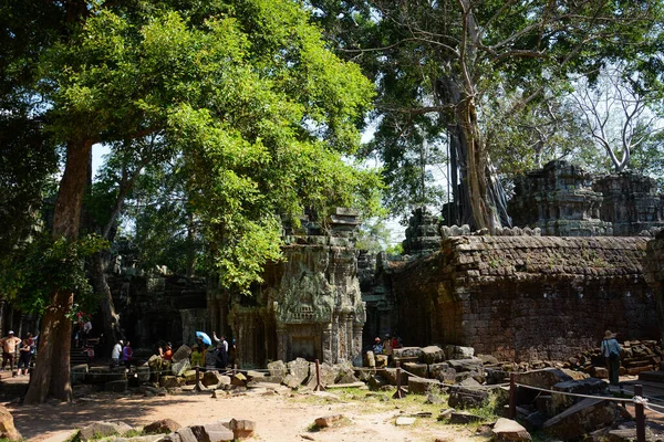 Templo Antiguo Camboyano Con Ruinas Árboles Templo Phrom — Foto de Stock