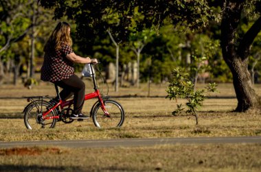 İnsanlar Brezilya 'daki şehir parkında dinleniyor.