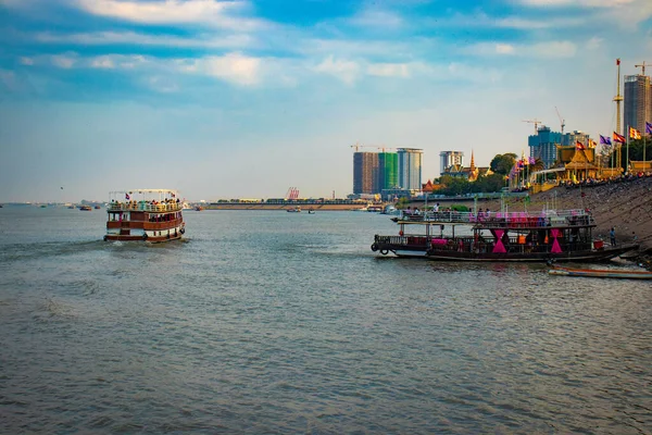 Fiume Mekong Giorno Cambogia — Foto Stock