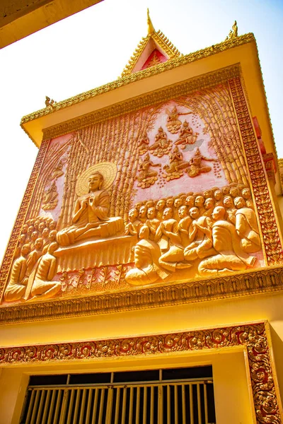 Buddhistische Tempeldekorationen Phnom Penh Kambodscha — Stockfoto