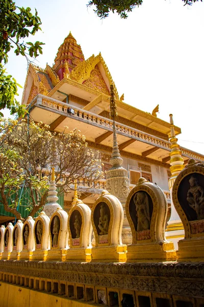 Phnom Penh Decorazioni Del Tempio Buddista Cambogia — Foto Stock