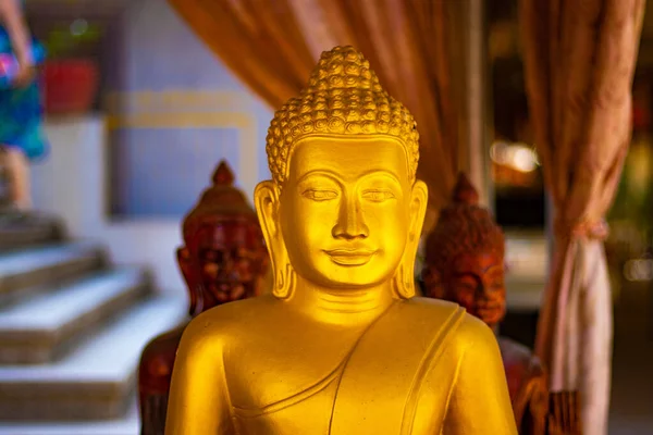 Szoros Kép Szobrok Buddhista Templom Kambodzsa — Stock Fotó