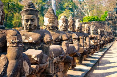 Budist tapınağı Kamboçya 'daki heykellerin yakın çekimi. 