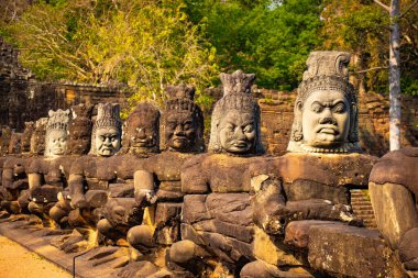 Budist tapınağı Kamboçya 'daki heykellerin yakın çekimi. 