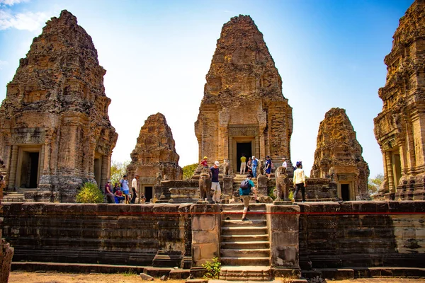 Angkor Starożytnej Świątyni Buddyjskiej Dzień Kambodży — Zdjęcie stockowe