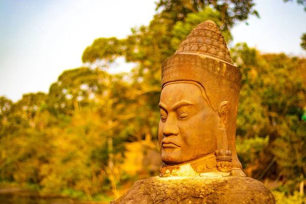 Nahaufnahme Von Steinstatuen Tempel Kambodscha — Stockfoto