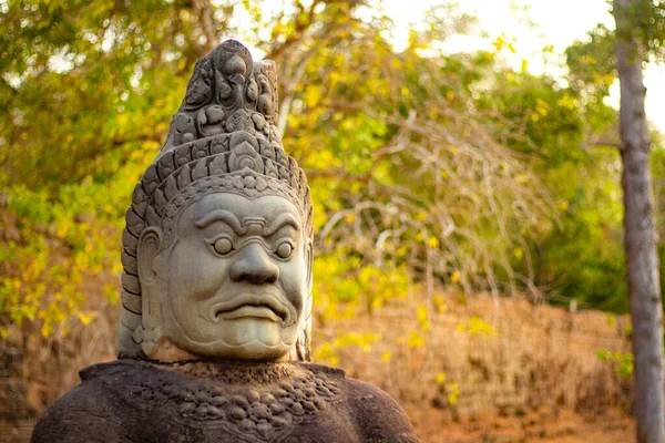 Primo Piano Statue Pietra Nel Tempio Cambogia — Foto Stock