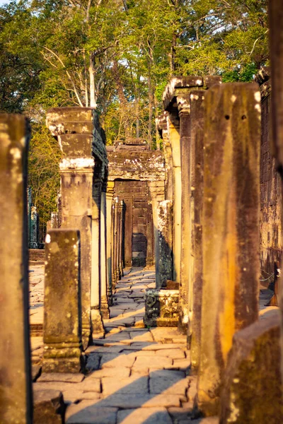 Close Van Stenen Beelden Tempel Cambodja — Stockfoto