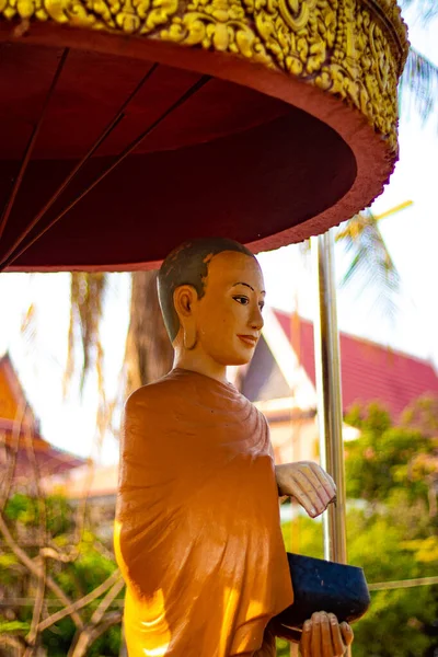 Architettura Statue Del Tempio Buddista Cambogiano — Foto Stock