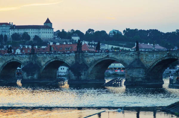 Malebný Pohled Pražské Město Soumraku — Stock fotografie