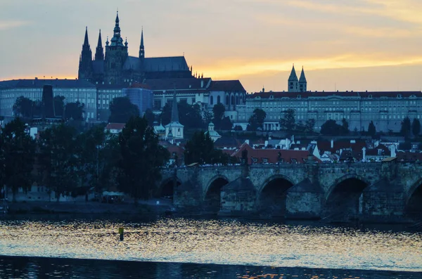 Praha Česká Republika Červenec 2015 Krásný Výhled Historické Budovy Sochy — Stock fotografie