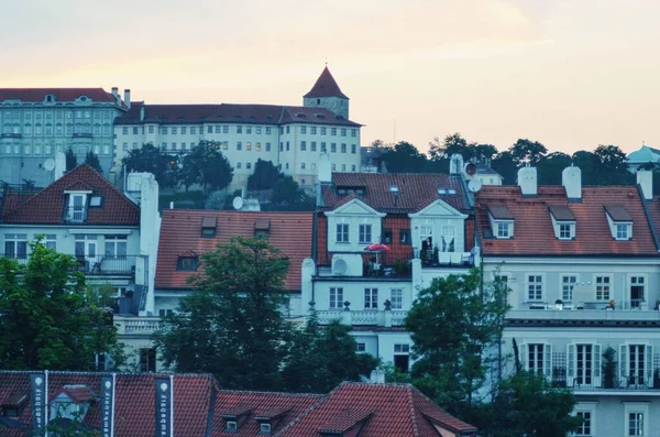 Vista Panorâmica Cidade Prague Entardecer — Fotografia de Stock